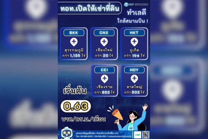 AOT เปิดประตูนักลงทุน ชูพื้นที่ศักยภาพสูงรอบสนามบิน รองรับอุตสาหกรรมท่องเที่ยวและการบิน